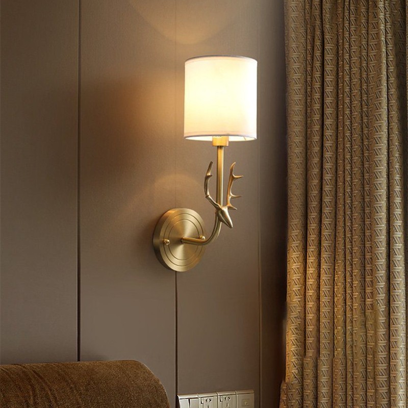 Brass Deer Head Wall Light