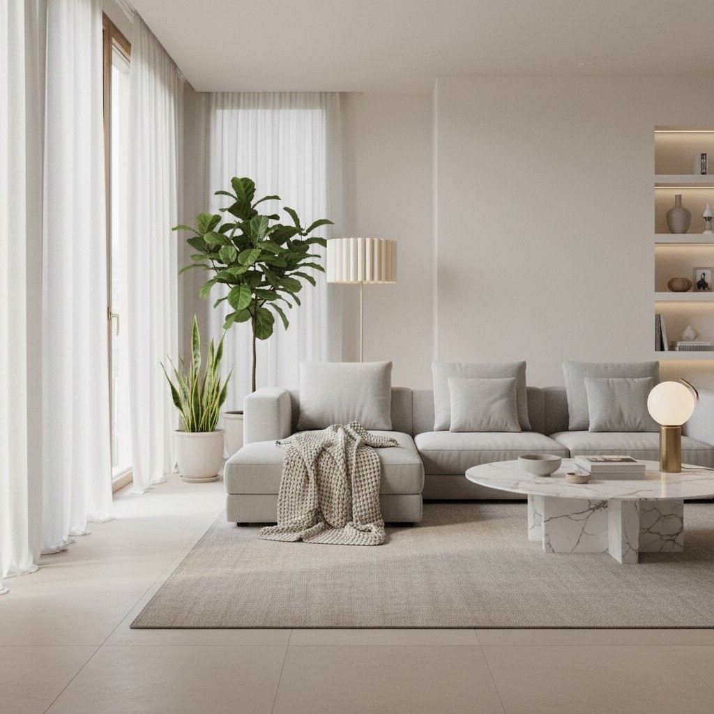 Velura Stand Floor Lamp - Beige Linen Shade and Metal Stand K2045