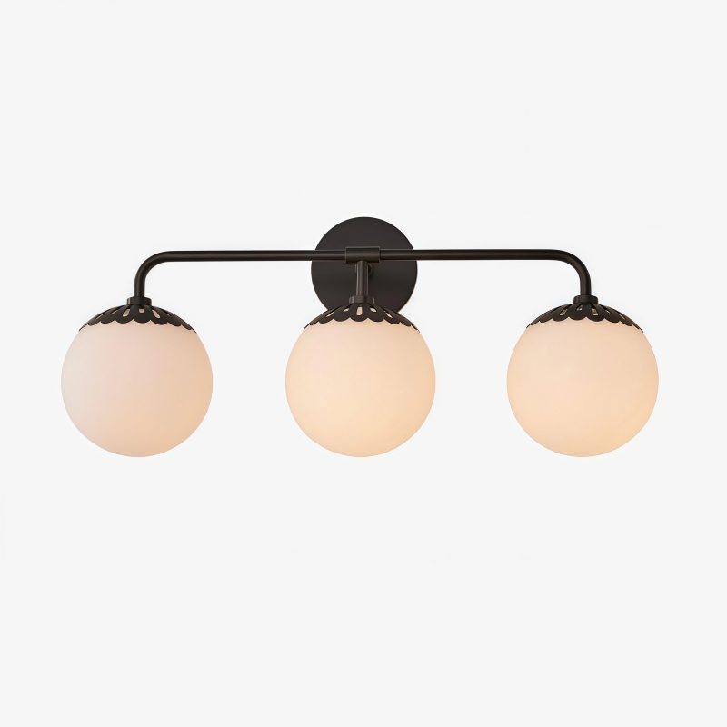 Vinbrea Glass Globe Wall Lamp - Minimal Curved Arm Light for Living Room K2382