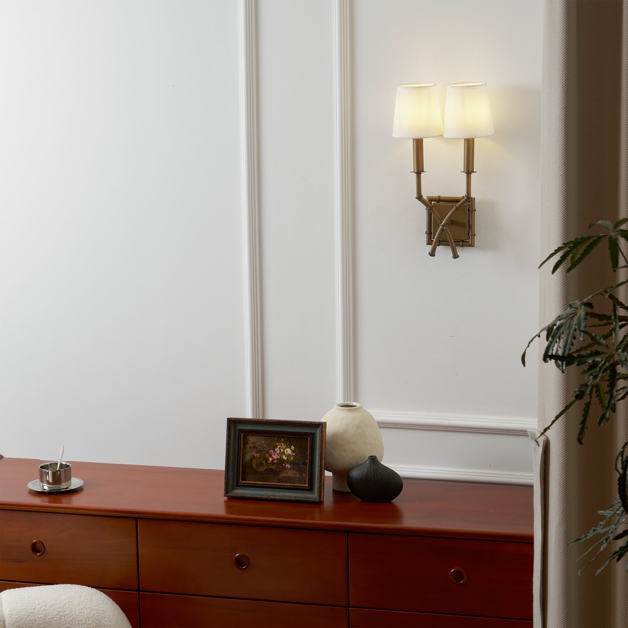 Double Arm Bamboo Sconce D586