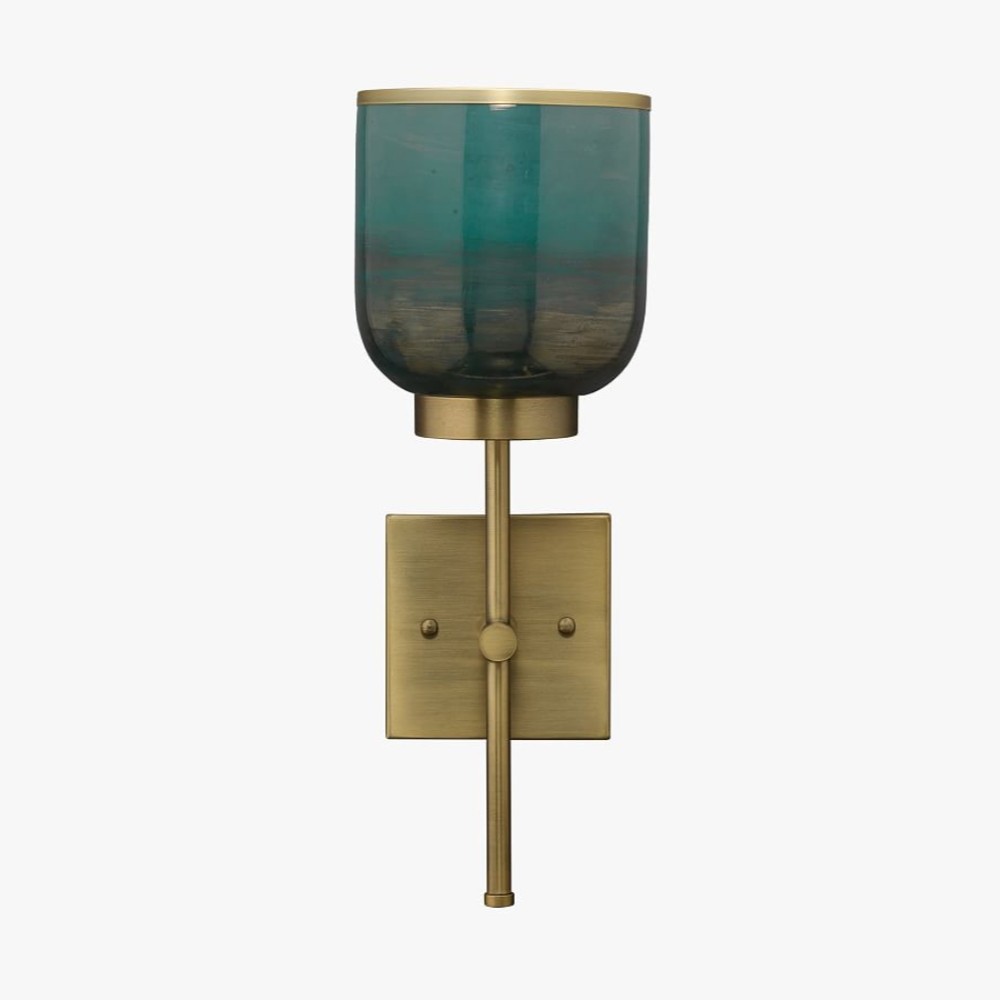 Helvo Vintage Metal Single Sconce - Green Glass Wall Light for Home Decor K1165