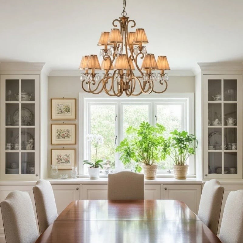 Talonis Multi-light Fabric Chandelier - Elegant Metal Curved Arms for Dining and Living K1900
