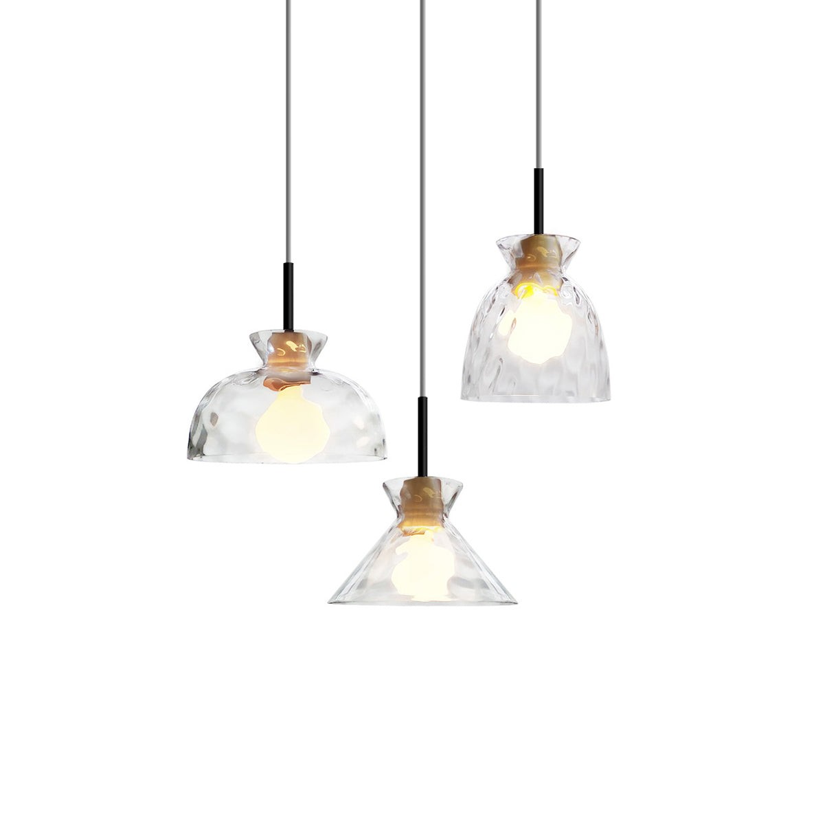 Wavy Glass Pendant Light - Ripple Glass Pendant Light for Dining Room K610