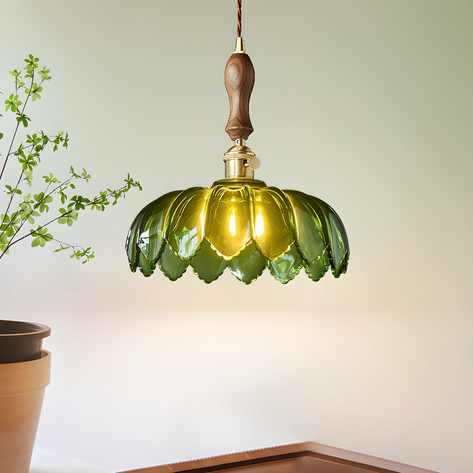 Retro Petal Green Pendant Lamp K454