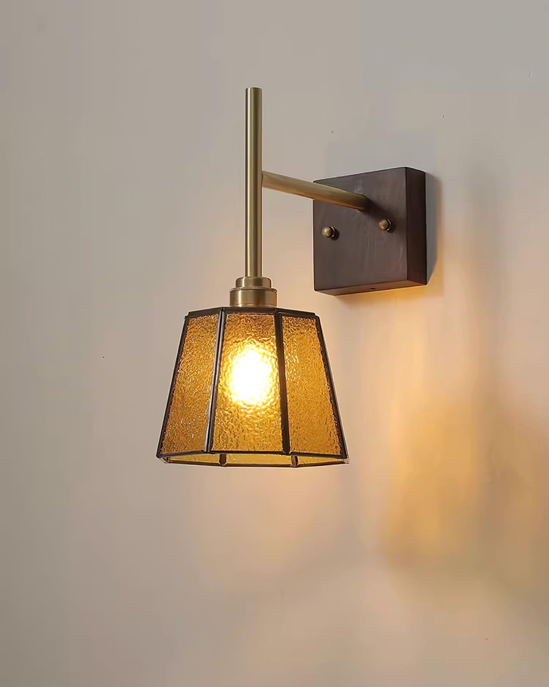 Vintage Brass Walnut Wall Lamp K754