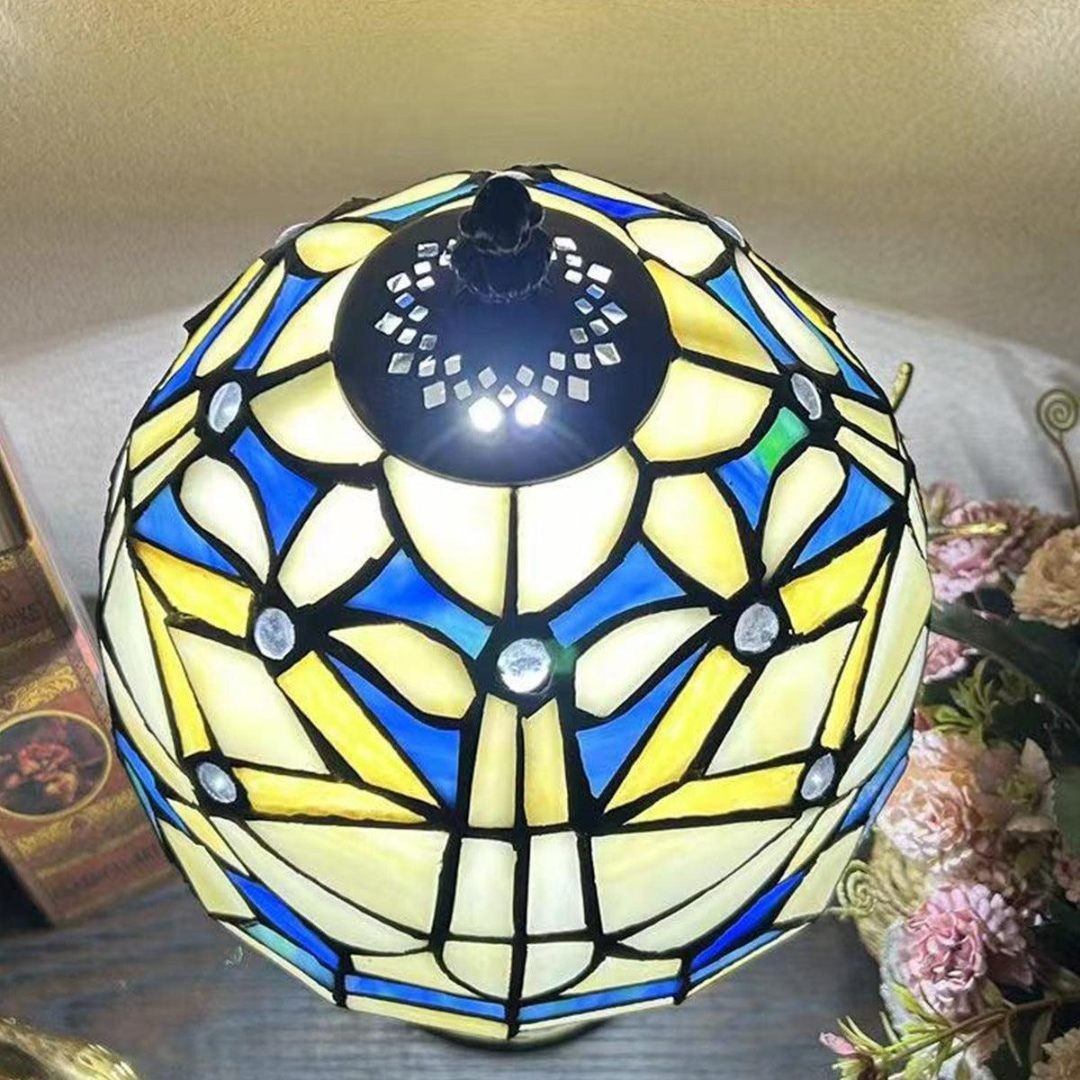 Virelle Colorful Glass Dome Table Lamp – Traditional Tiffany Style for Bedroom K2126