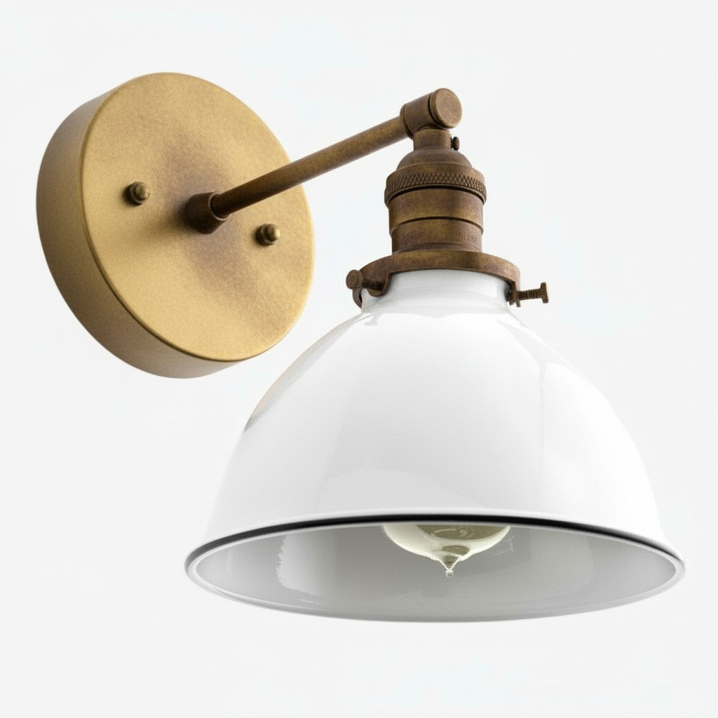 Conique Metal Wall Sconce - White Metal Shade - Industrial Modern Lighting K1446