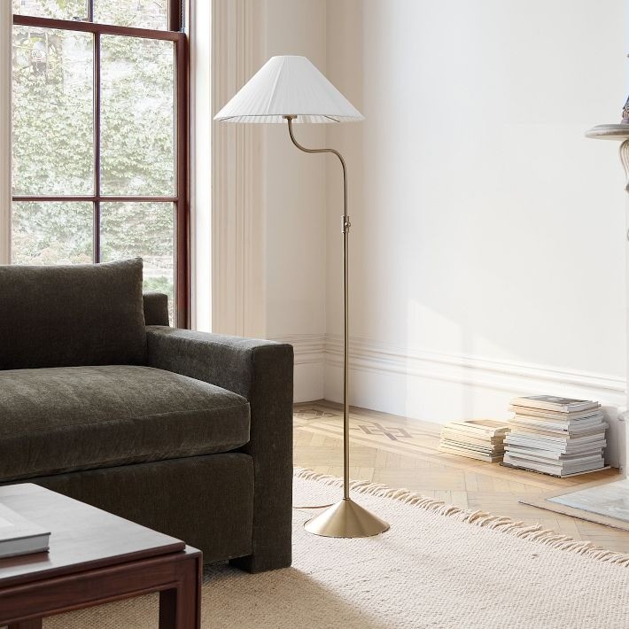 Fibura Elegant Floor Lamp Linen Shade Champagne Bronze – Add Warmth K1330