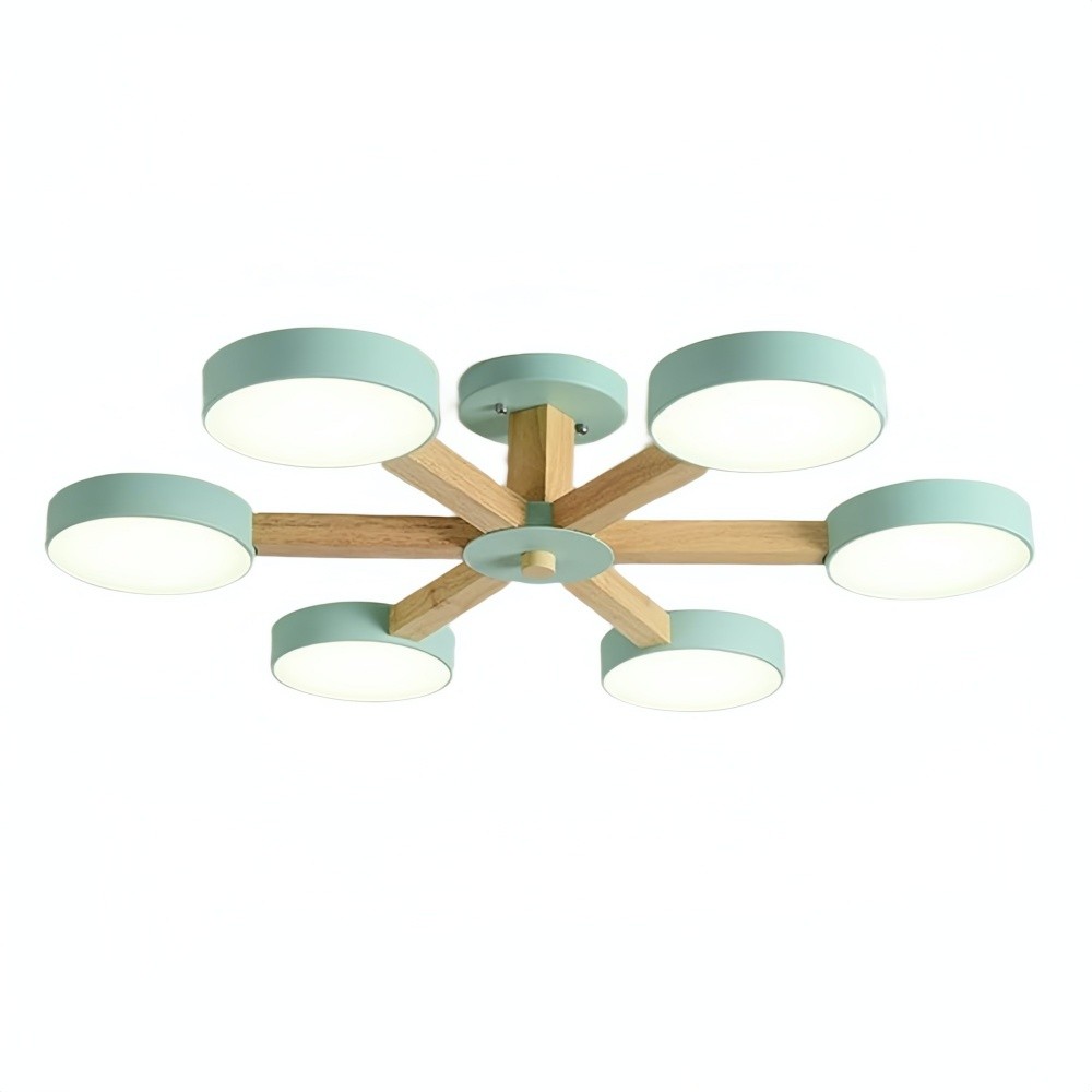 Multiple Round Wood Branched Ceiling Lamp K938