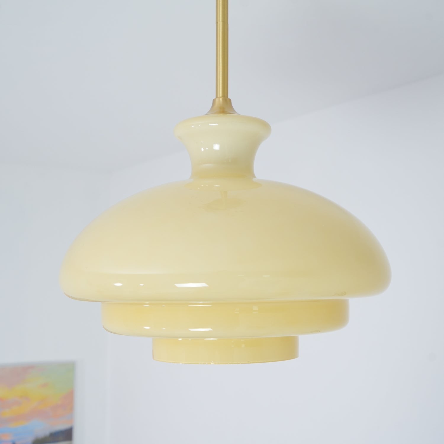 Round Yellow Stylish Simple Glass Pendant Lamp K573