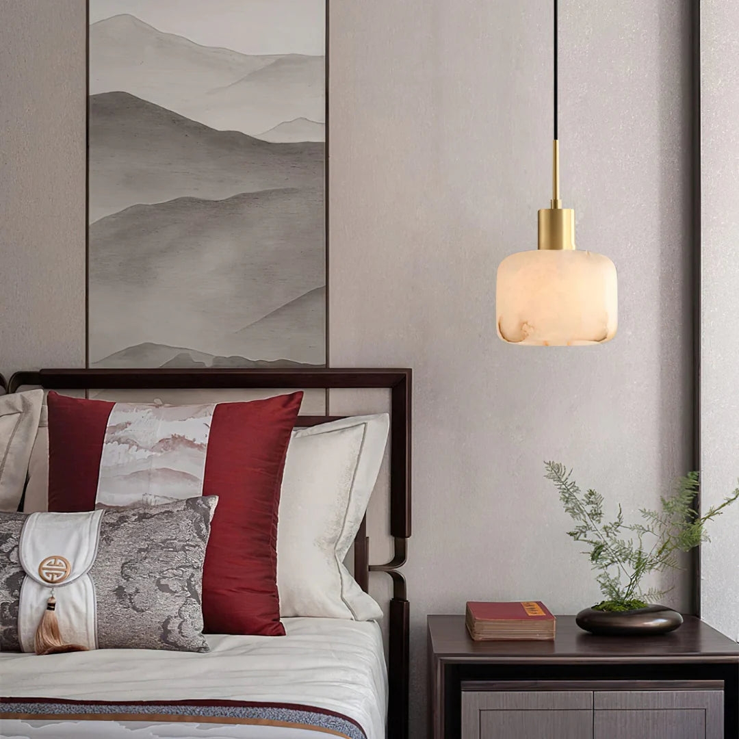 Velia Acorn Alabaster Minimalist Pendant Light D944