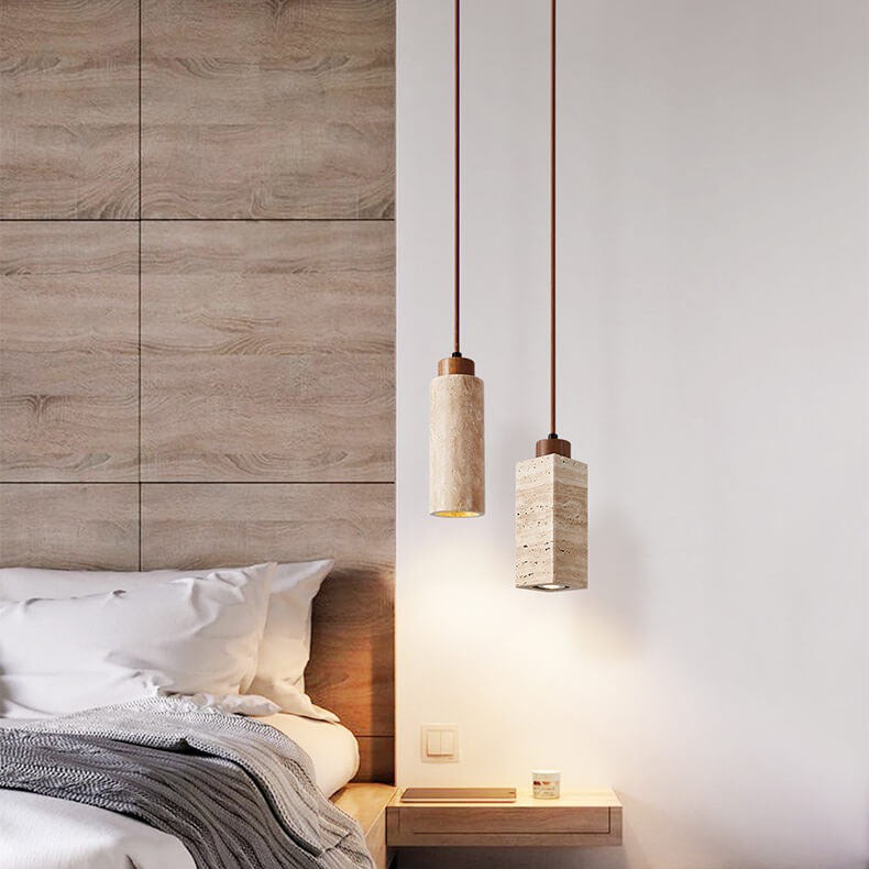 Wabi Sabi Solid Wood Stone Pendant Light K845