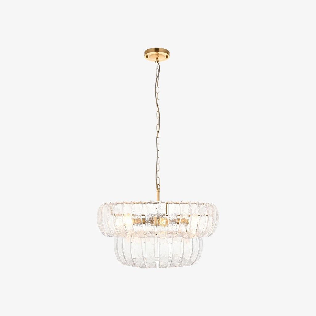 Solara 6-Light Tiered Pendant - Cascading Curved Glass and Metal-Frame for Dining K1875