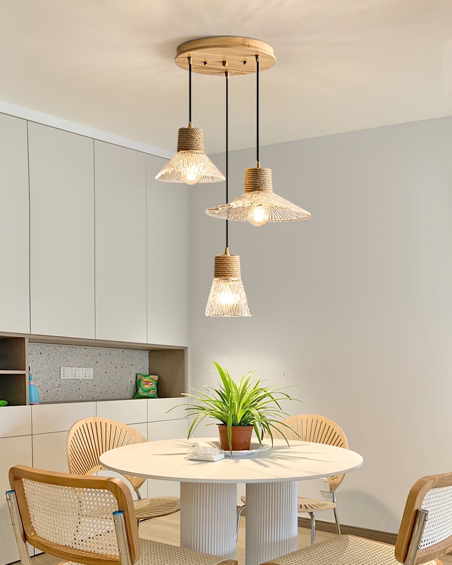 Hemp Rope Glass Pendant Lamp K1031