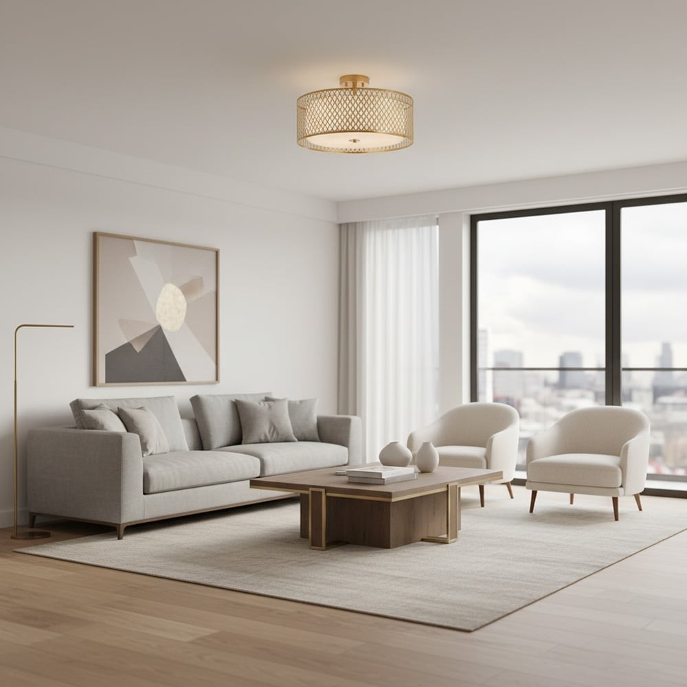 Modern 3 Light Mesh Design Ceiling Light - Dimmable for Living Room K1592