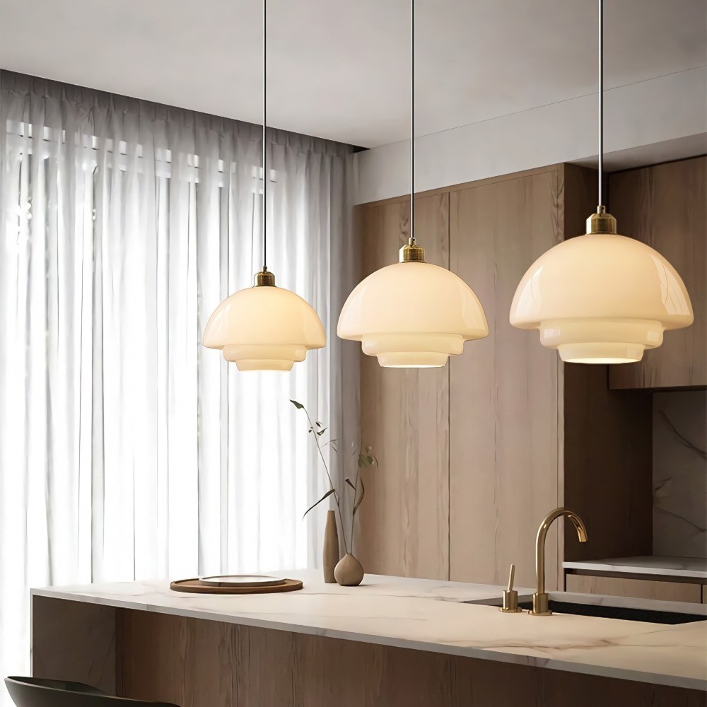 Retro Art Decor Milk Glass Pendant Light - Stylish Hanging Lamp for Dining Room K65