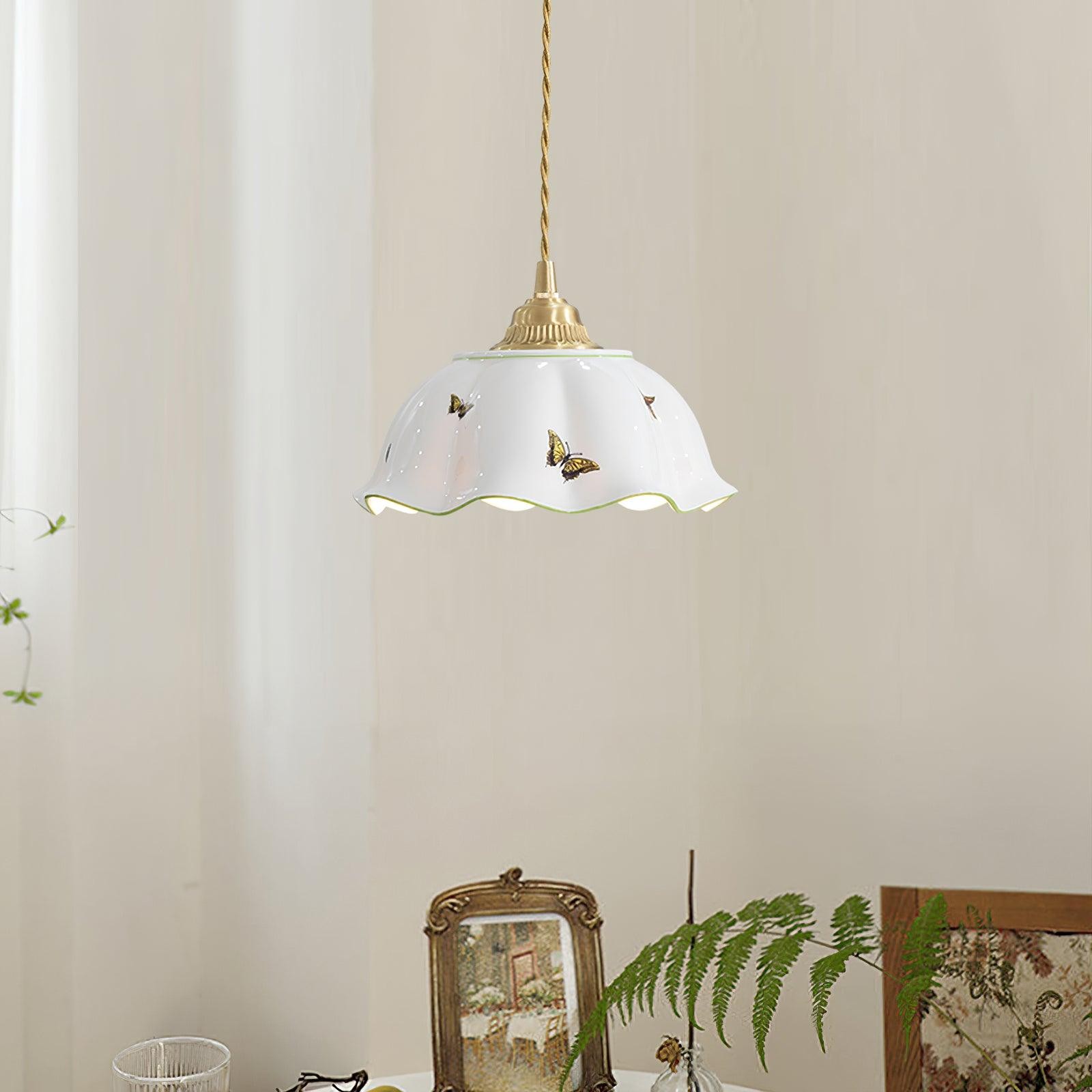 Retro Cream Style Ceramic Pendant Lamp K857