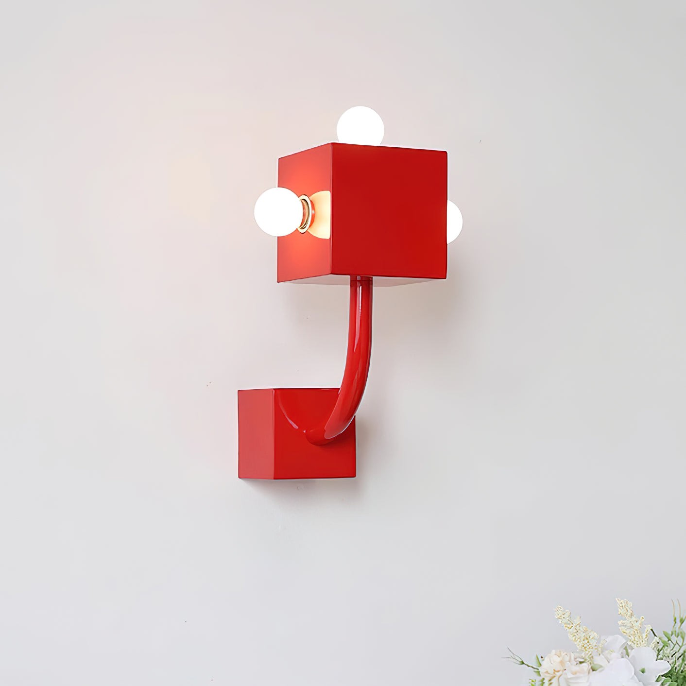 Red Cube Metal Wall Lamp K616