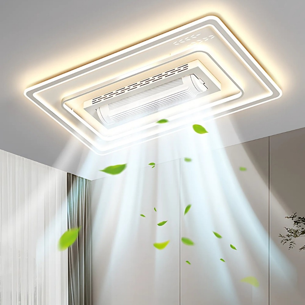 Modern LED Flat Quiet Bladeless Ceiling Fan LIght K1105