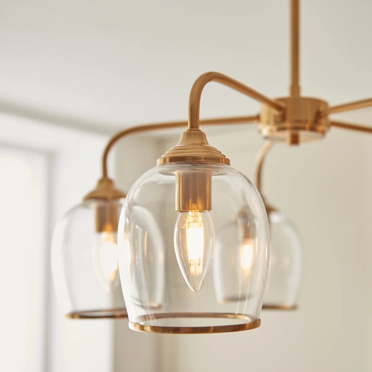 Brazara Multi-Light Glass Shade Pendant Lamp - Curved Metal Arms for Modern Homes K1852