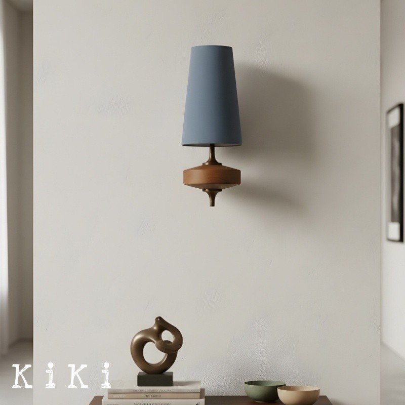 Hour Retro Wood Metal Wall Lamp – Elegant Fabric Accent Lighting for Living Spaces K1208