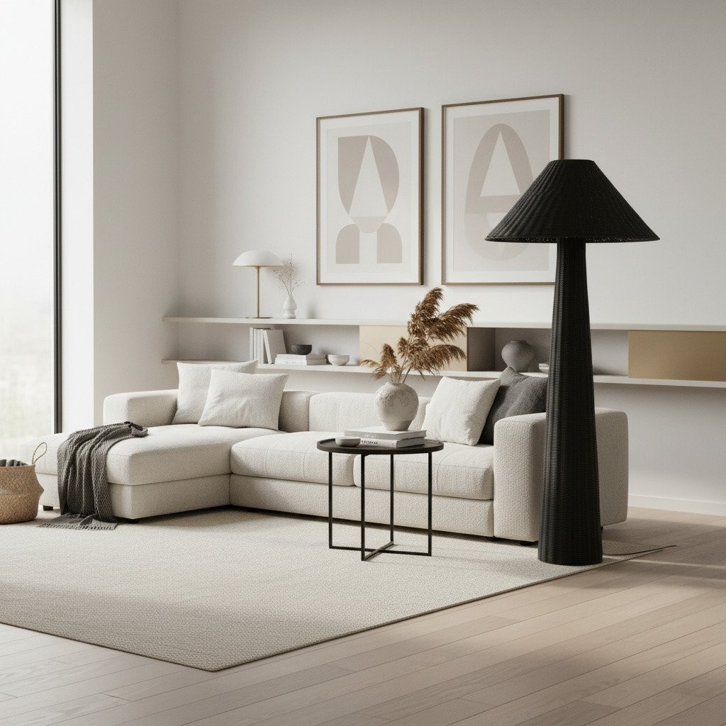 Wickara Woven Floor Lamp - Sculptural Rattan Design With Natural Rattan Style K1624