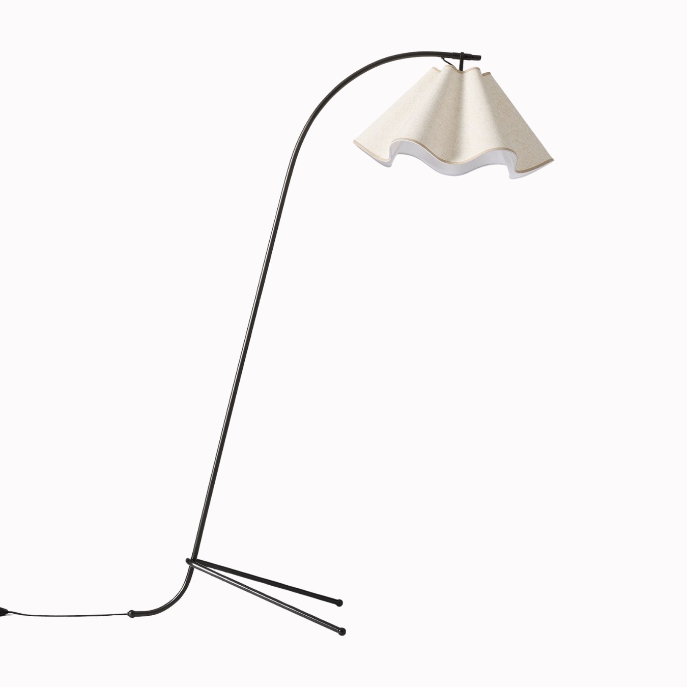 Oslan Sculptural Linen Shade Floor Lamp - Curved Metal Frame Floor Light for Living Room K1147