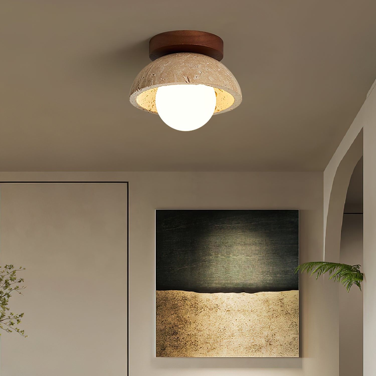 Wabi-Sabi Style Travertine Ceiling Light K592