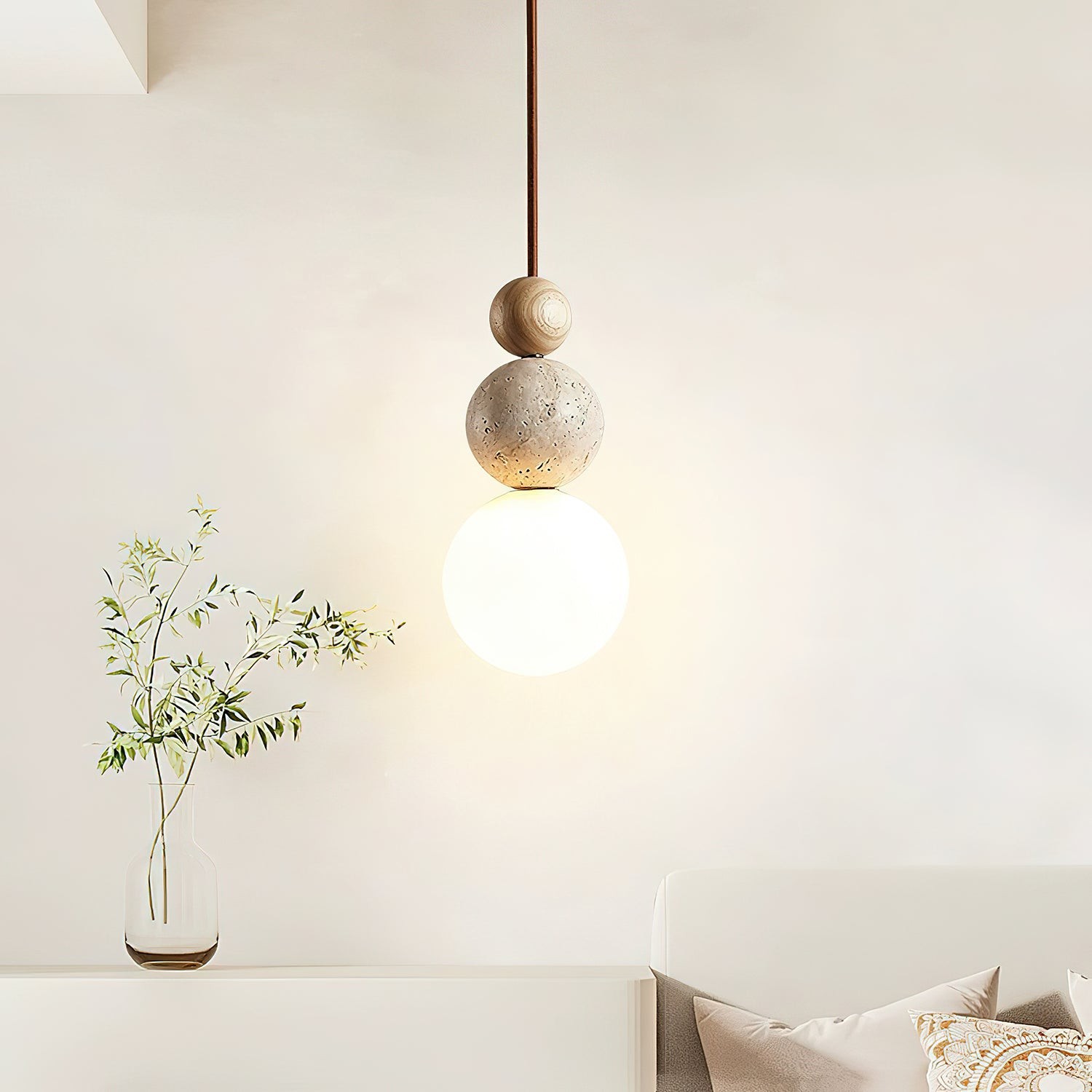 Modern Travertine Stone Globe Pendant Lamp K832