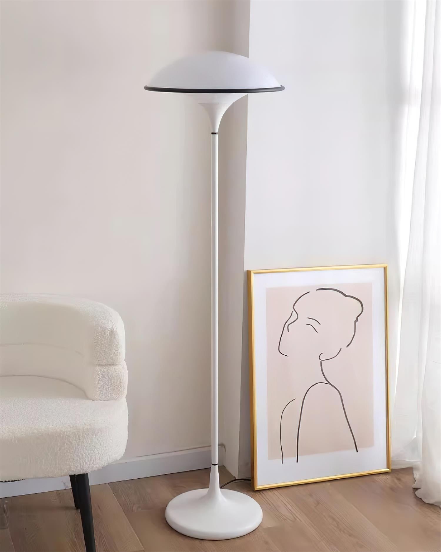 Danish Retro White Flying Saucer Floor Lamp K393