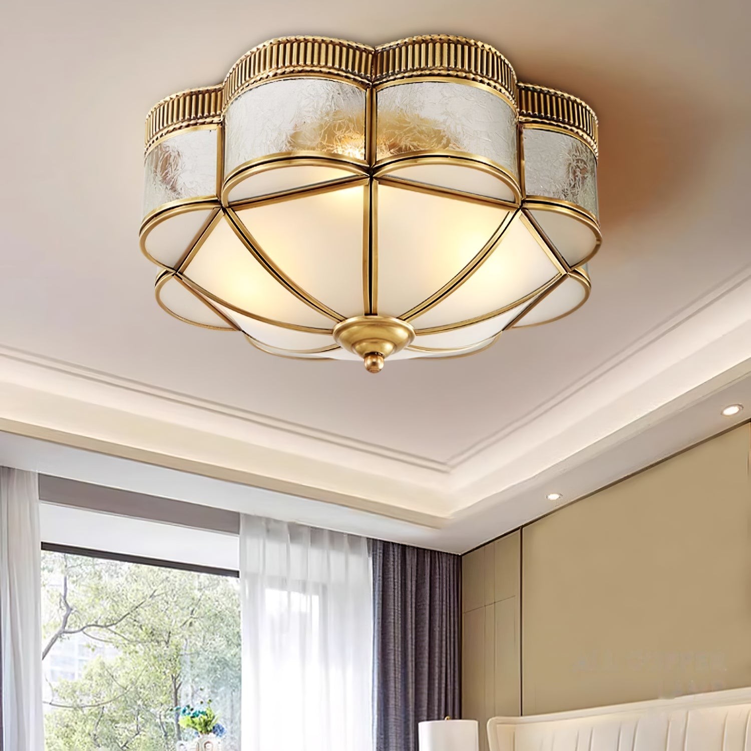 Brass Domed Flush Ceiling Lamp K274