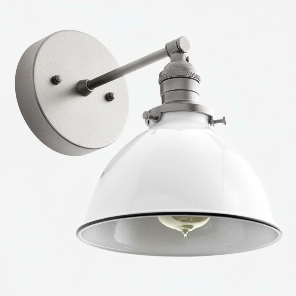 Conique Metal Wall Sconce - White Metal Shade - Industrial Modern Lighting K1446