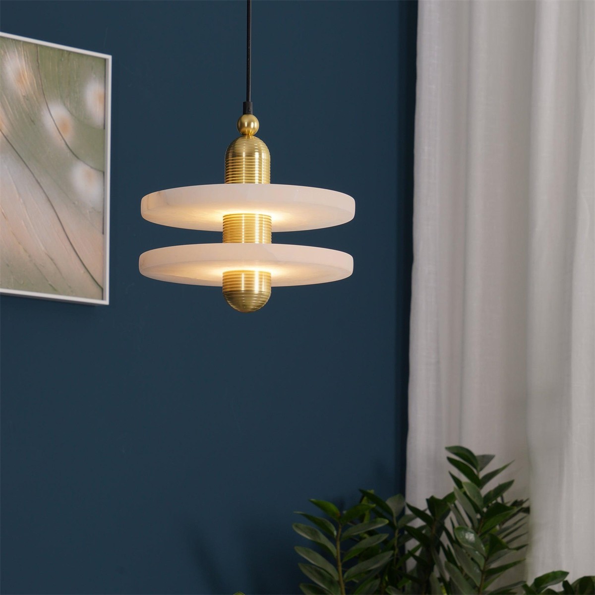 Elegant Disc Alabaster Pendant Light K211