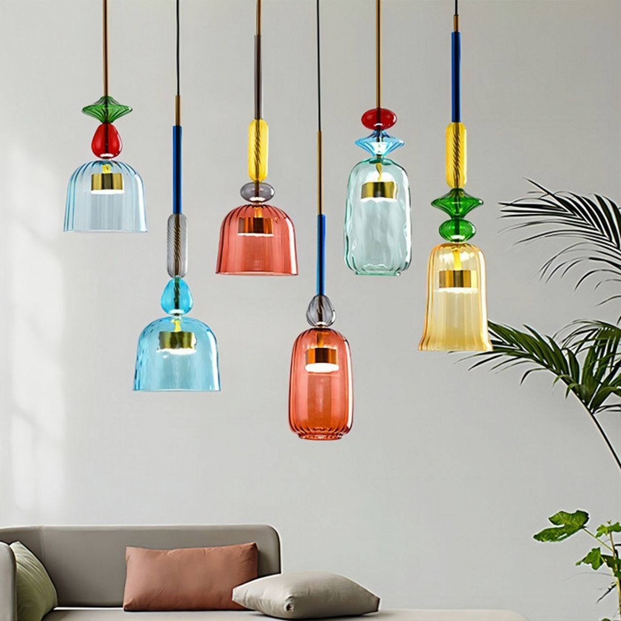 Nordic Macaron Flauti Ribbed Glass Pendant Light K126