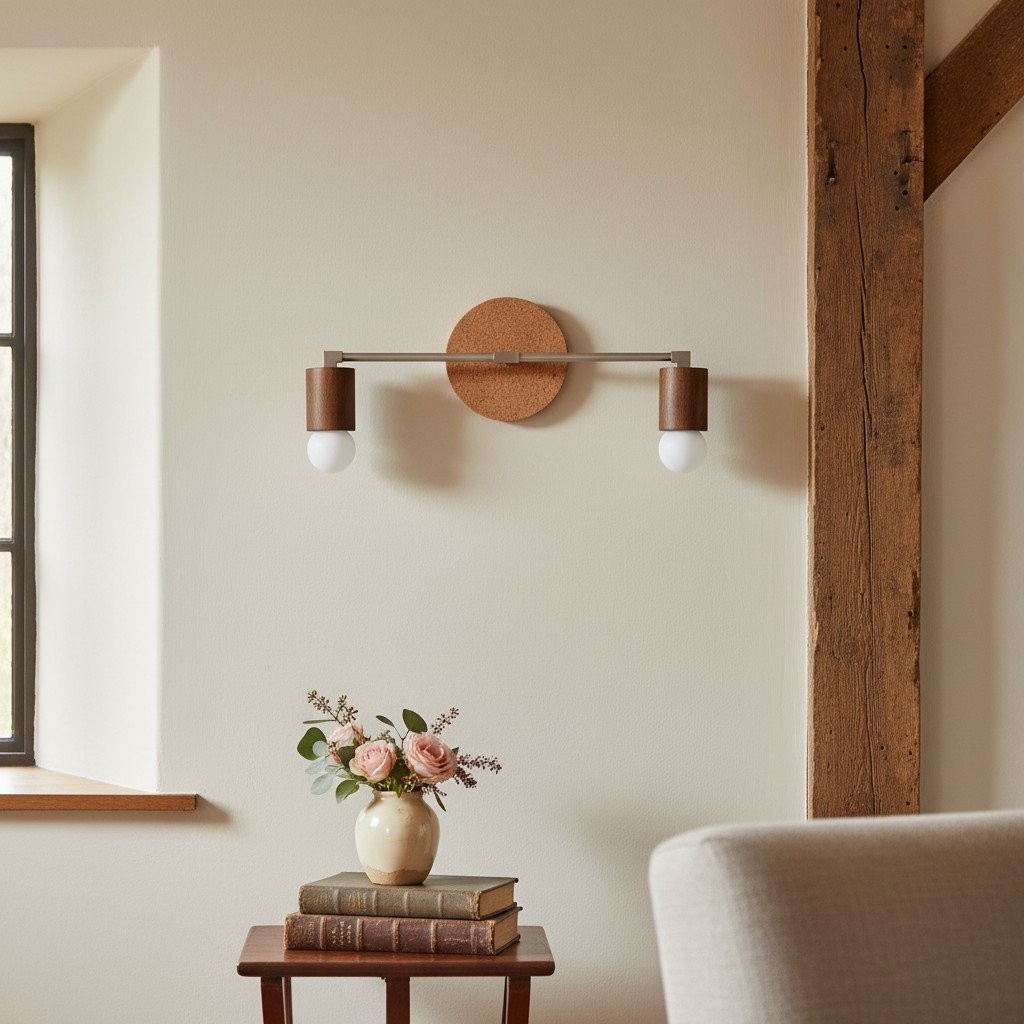 Mobilux Line Wood and Vanity Light - Bohemian Bathroom Lighting Fixture K1490
