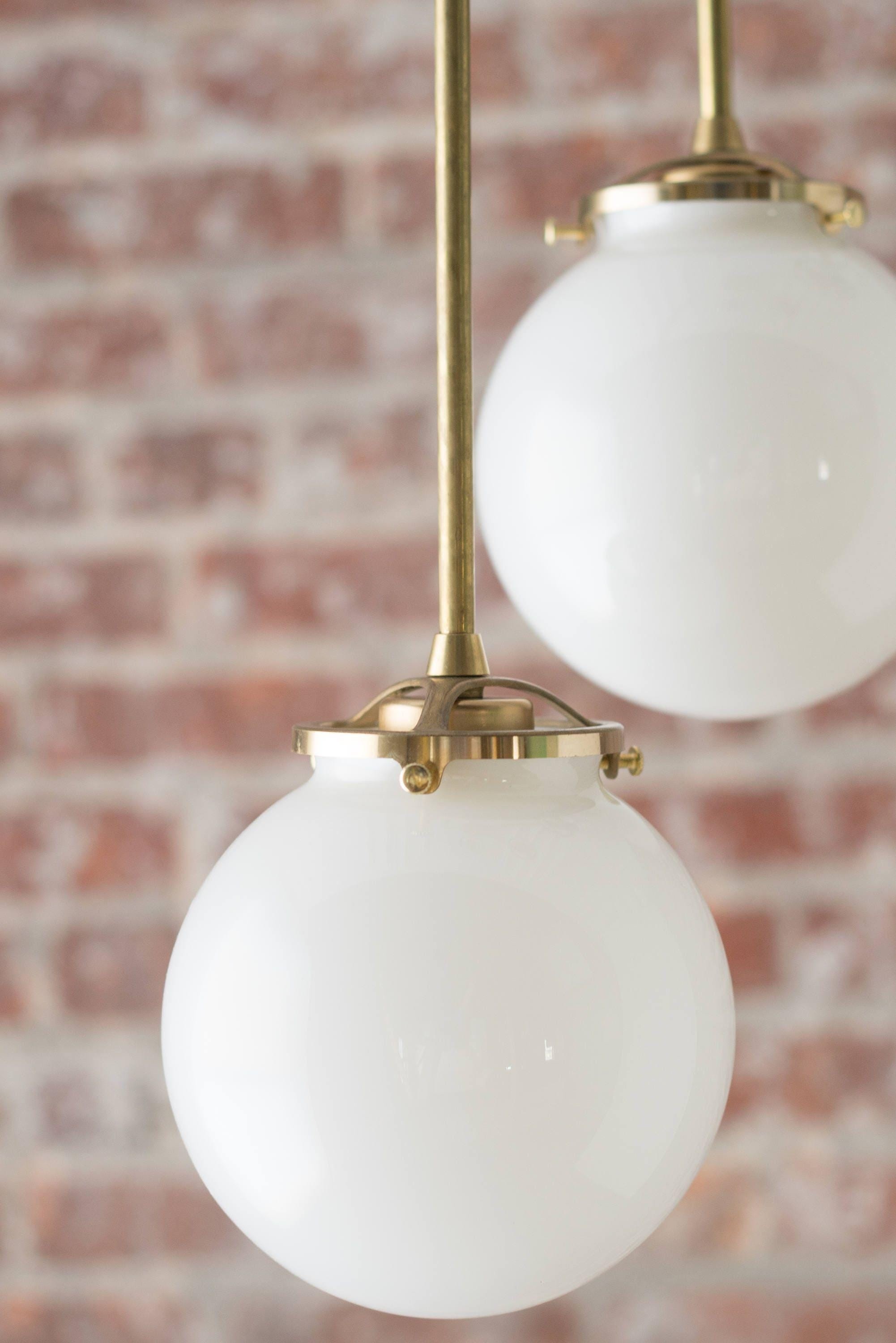 Glorica Glass 5 Globe Chandelier - Brass and Opal Glass Vintage Pendant Light K1455