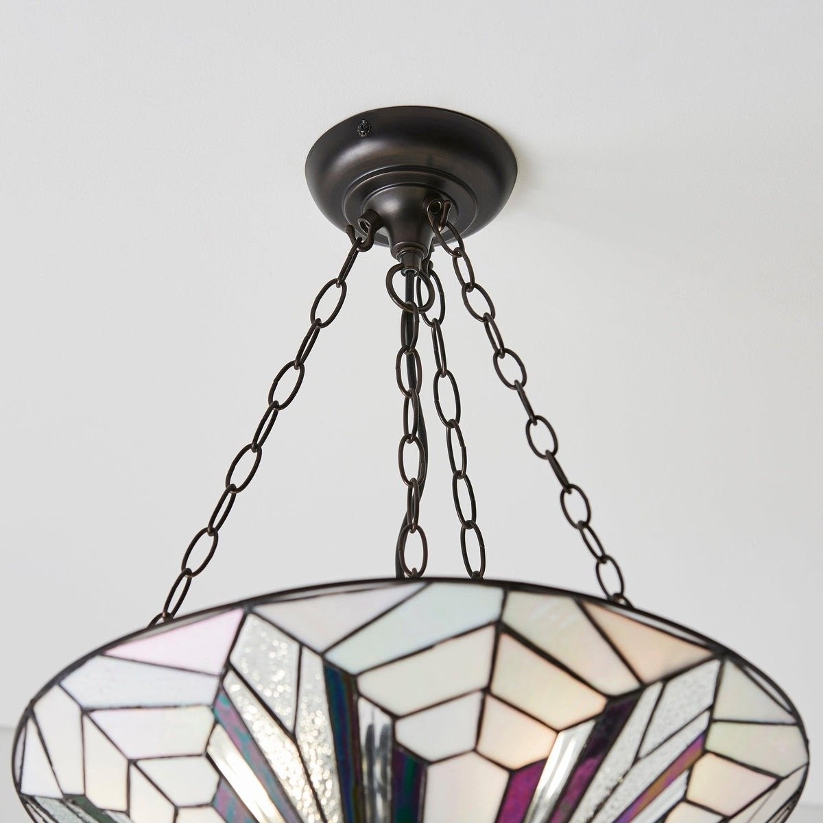 TF Astoria Decorative Stained Glass Semi Flush Light - Art Deco Ceiling Fixture K2003