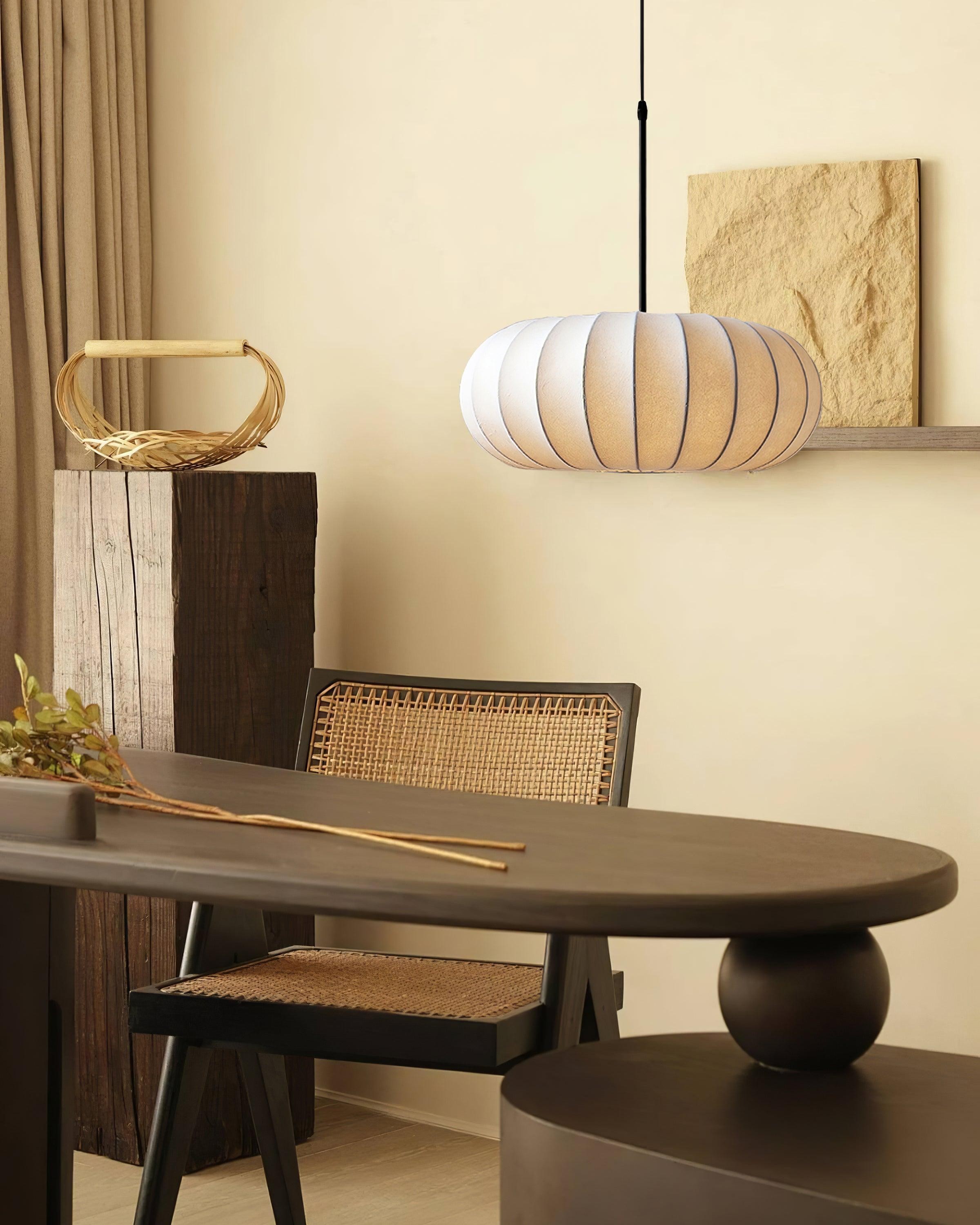 Simple Wabi-sabi White Lantern Fabric Pendant Lamp K744