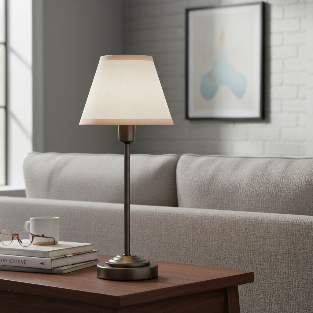 Bronzuno Textured Fabric Desk Lamp - Modern Metal Base Lighting for Offices or Lounges K1894