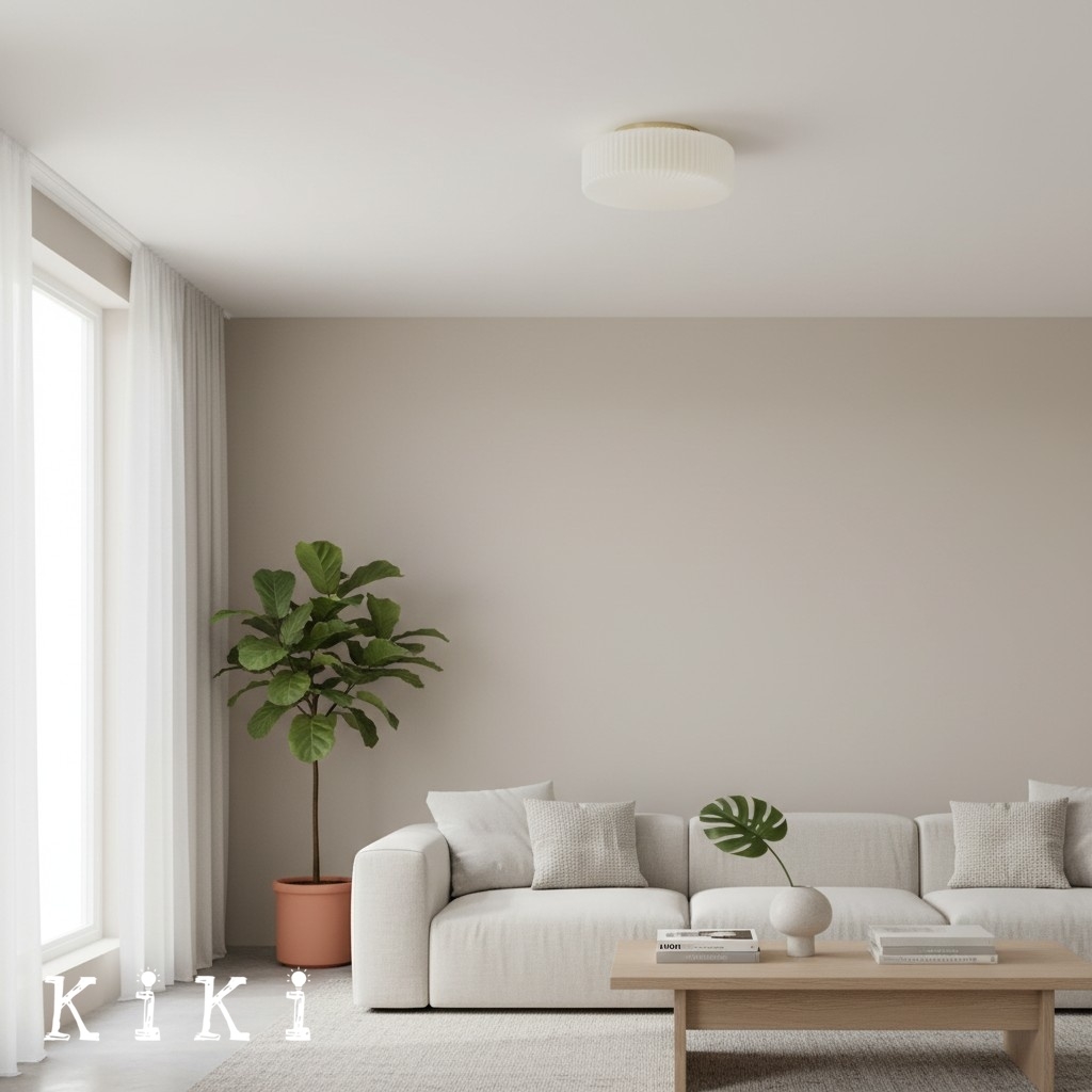 Lunorib Ribbed Metal Glass Ceiling Lamp - Minimalist Opal Glass Light for Kitchen K2223