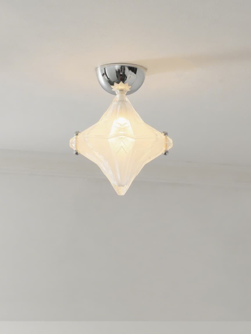 Art Deco Star Ceiling Lamp - Frosted Glass Fixture for Hallway & Entryway - Astris Ceres K1582
