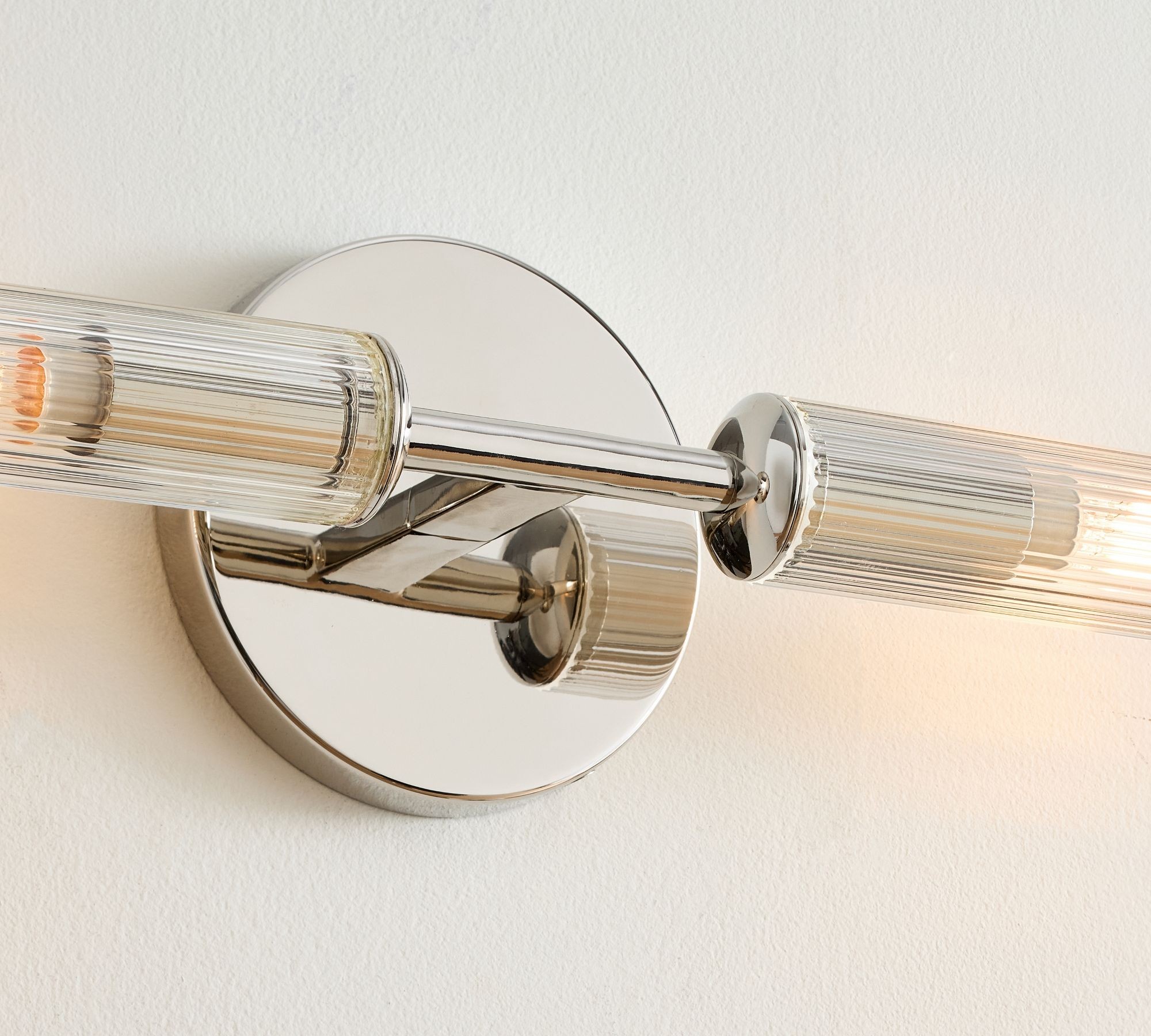 Bravira Ribbed Glass Tube Wall Sconce - Wall Light for Living Room and Hallway K1327