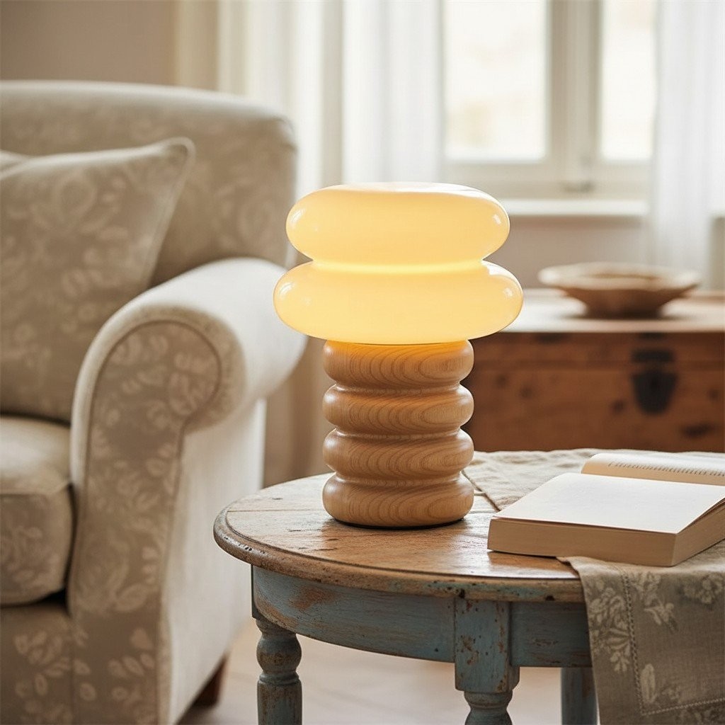 Auralume Elegant Modern Accent Table Lamp with Sculpted Design for Living Room and Bedroom K2131