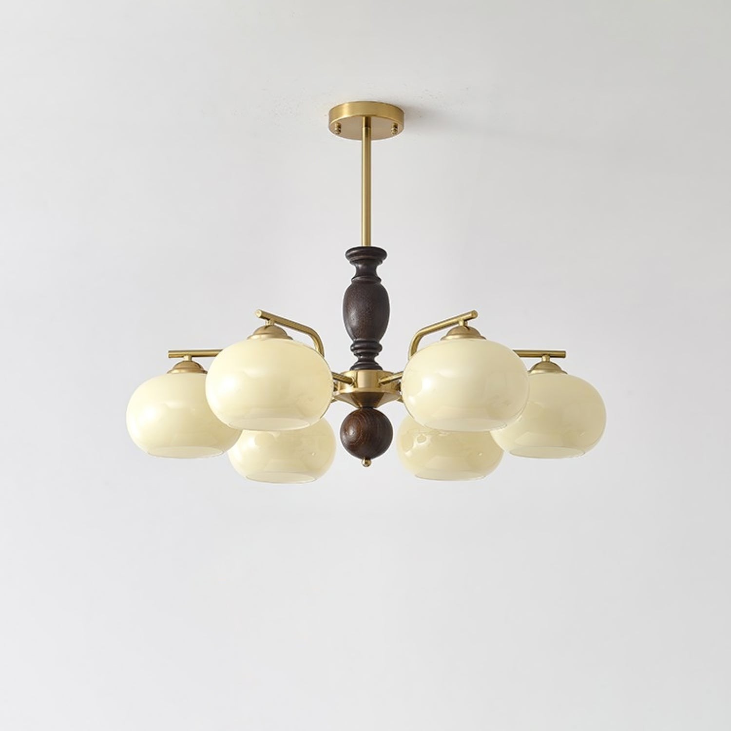 Medieval Style Walnut Beige Orb Chandelier K763