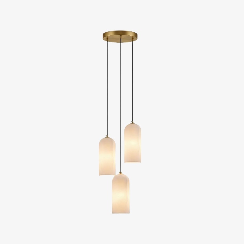 Alabresca Mid Century Alabaster Pendant Light - Multi Heads Hanging Lamp for Kitchen Island K2317