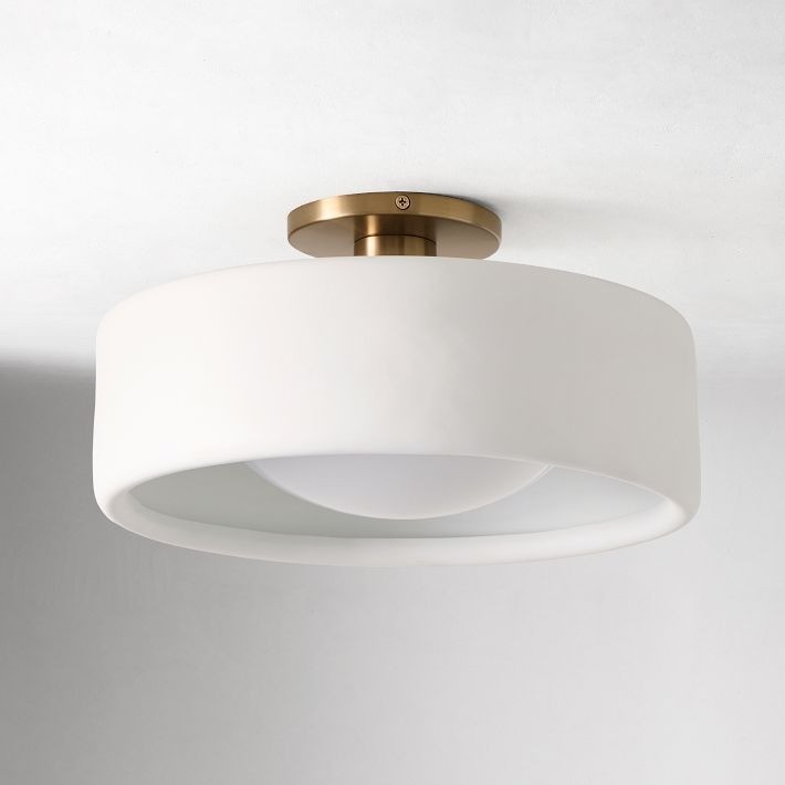 Cerova Modern Porcelain Flush Mount Ceiling Light– Elegant Ivory Shade K1373