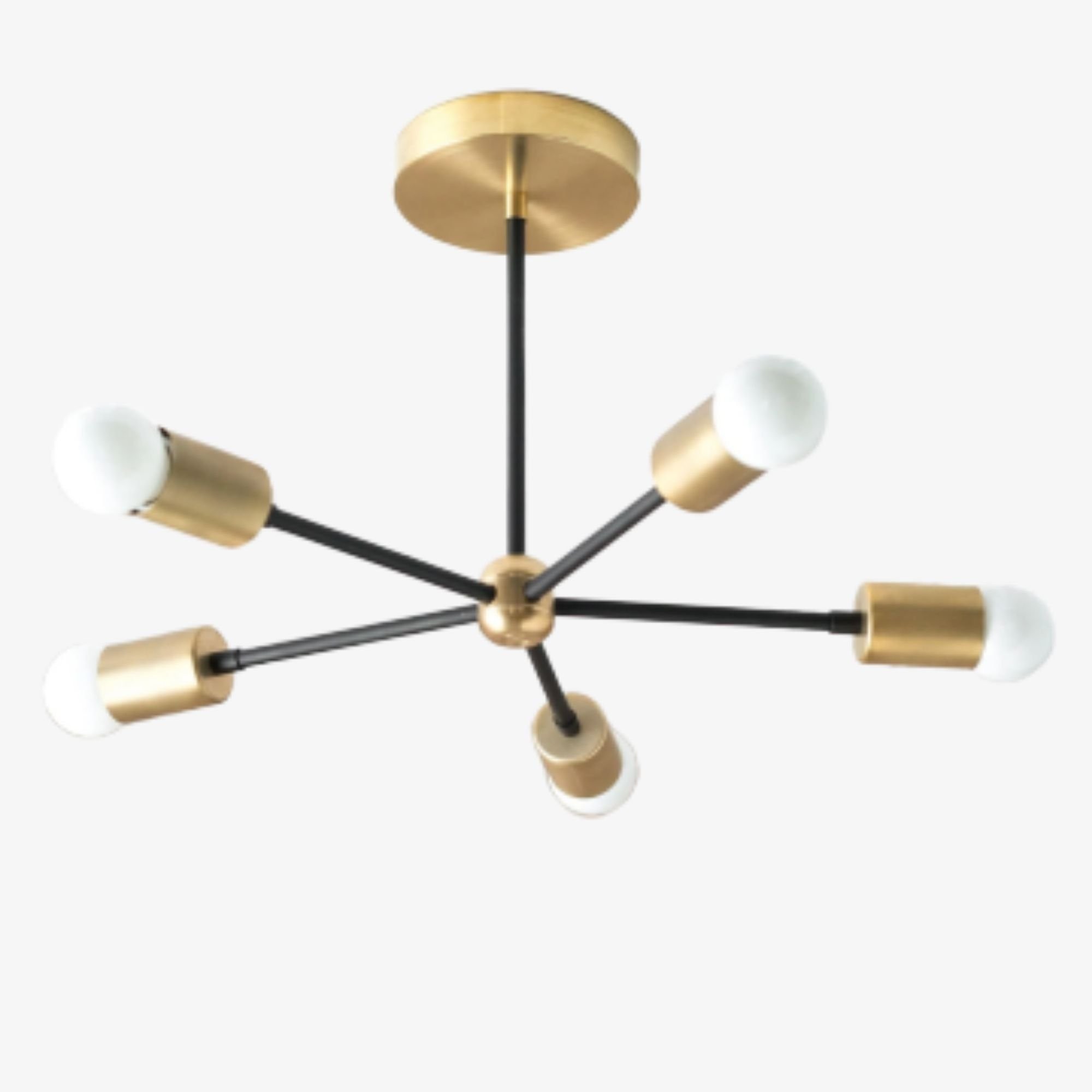 Mobilux Line Mid Century Gold Sputnik Chandelier - Geometric Brass Fixture K1445