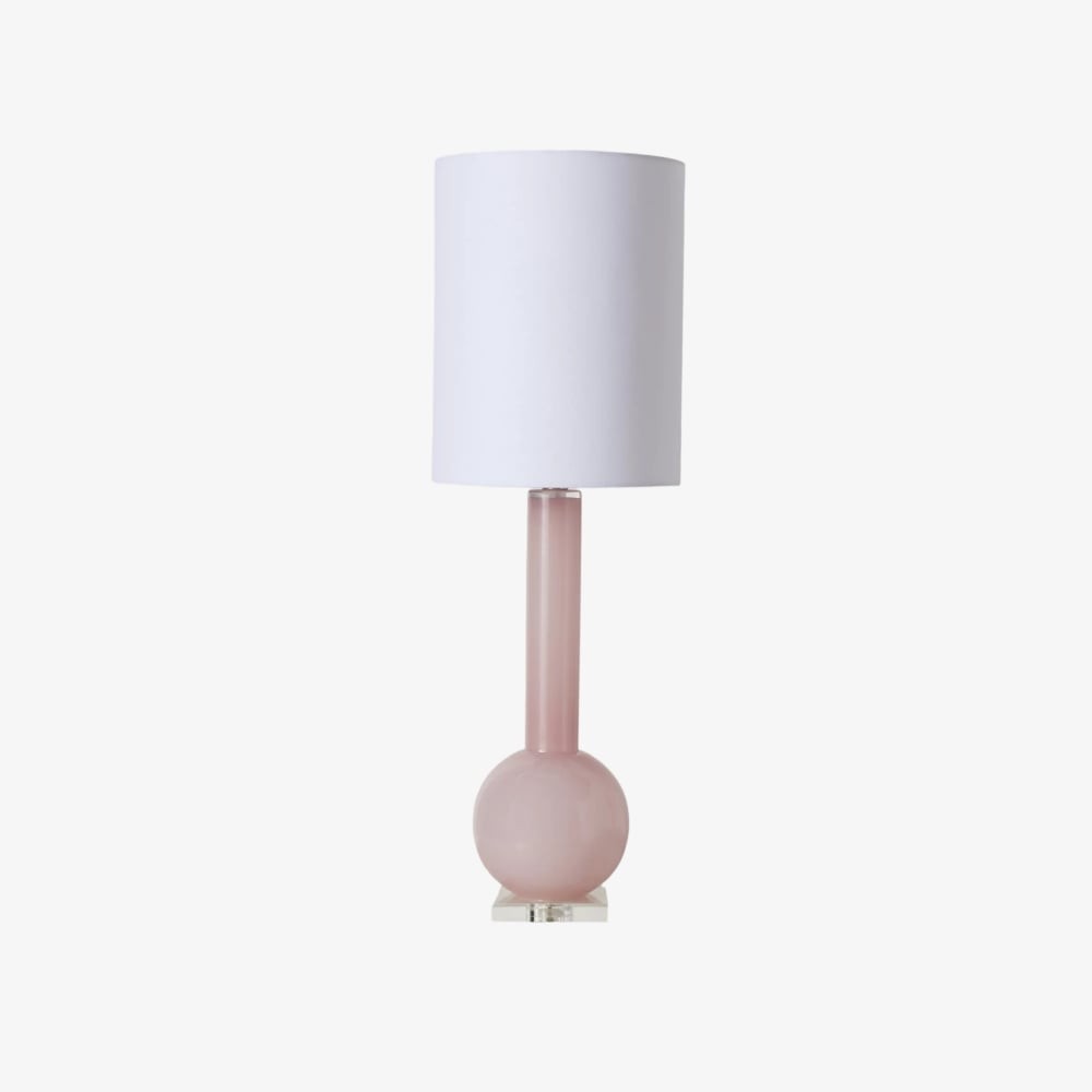 Savara Minimalist Table Lamp - Clean Glass Form with Fabric Shade for Bedrooms K1668