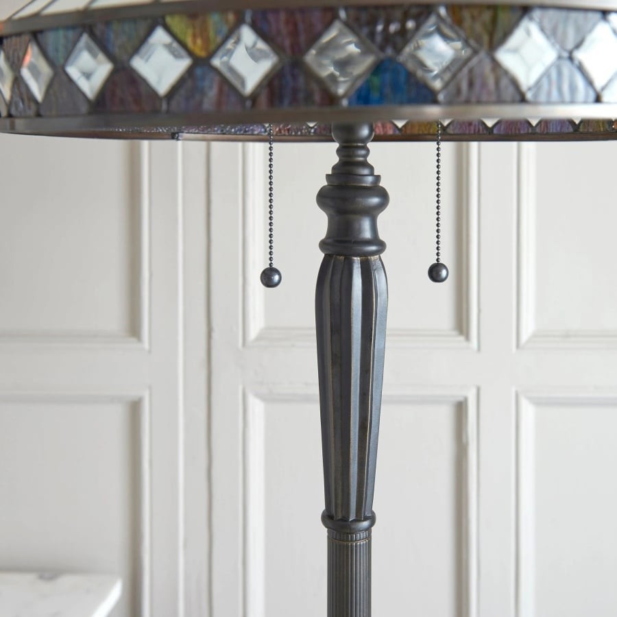 TF Fargo Geometric Art Deco Tiffany Floor Lamp for Living Room K1824