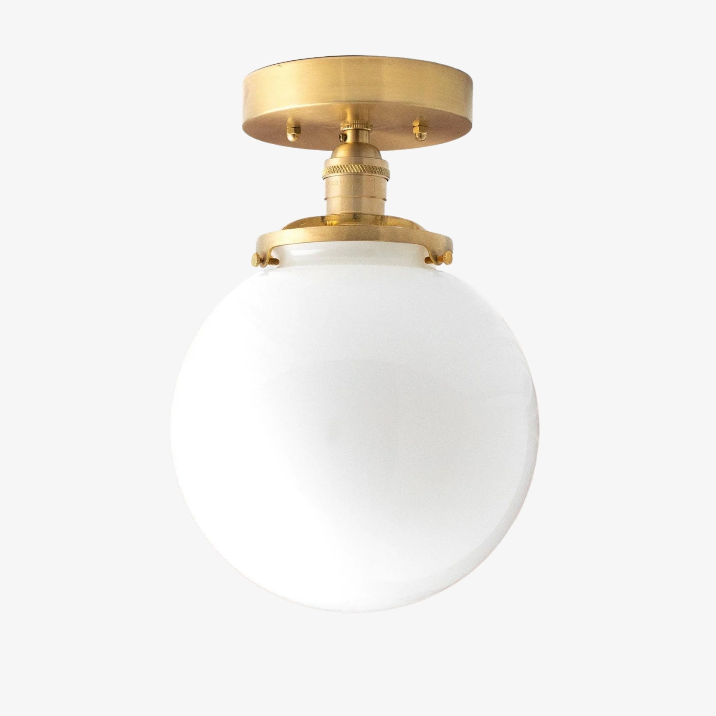Glorica Glass Mid Century Semi Flush Ceiling Light - White Opal Glass Globe Fixture K1553